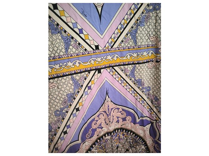 Emilio Pucci gemustertes Maxikleid Schwarz Pink Weiß Blau Beige Grau Lila Gelb - Ansicht 3