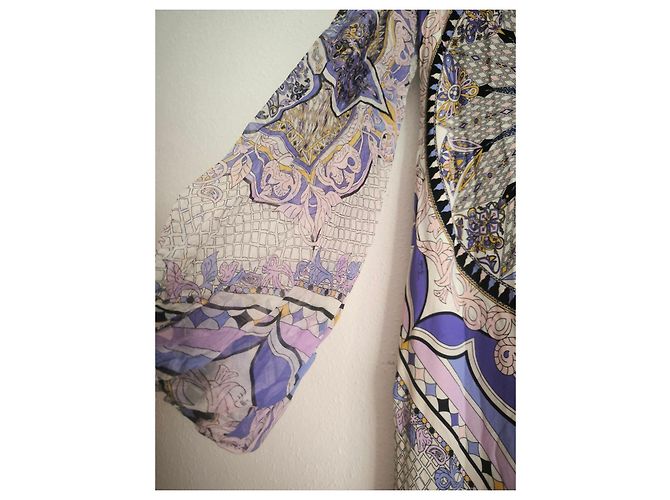 Emilio Pucci gemustertes Maxikleid Schwarz Pink Weiß Blau Beige Grau Lila Gelb - Ansicht 5