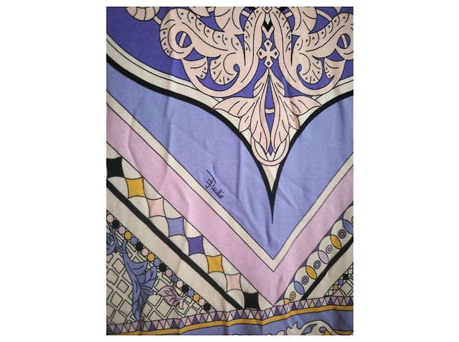 Emilio Pucci gemustertes Maxikleid Schwarz Pink Weiß Blau Beige Grau Lila Gelb - Ansicht 6