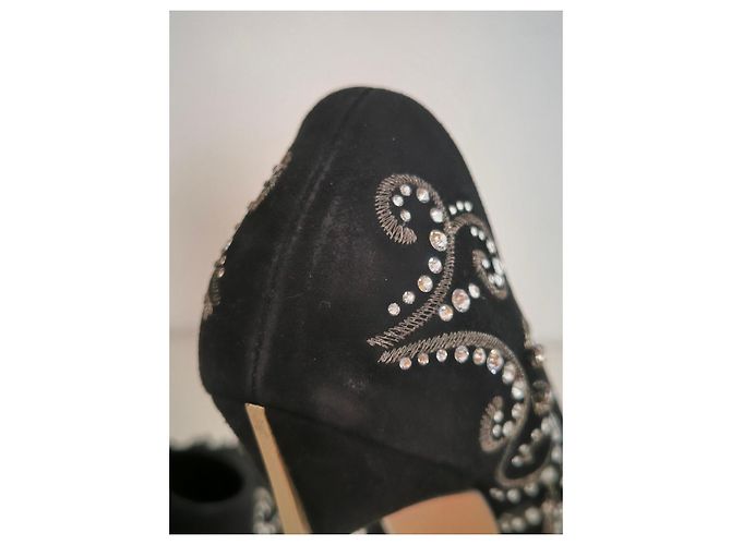 Décolleté Casadei neri con strass Nero - vista 10