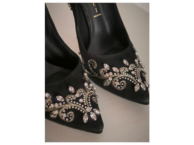Décolleté Casadei neri con strass Nero - vista 17