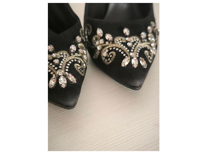 Décolleté Casadei neri con strass Nero - vista 3
