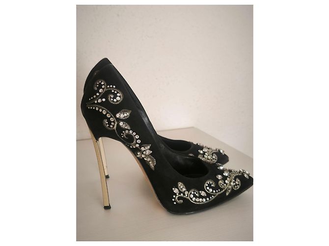 Décolleté Casadei neri con strass Nero - vista 4