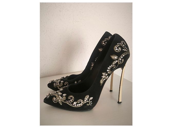 Décolleté Casadei neri con strass Nero - vista 6