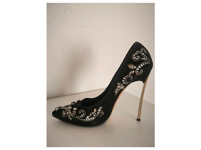 Décolleté Casadei neri con strass Nero - vista 7