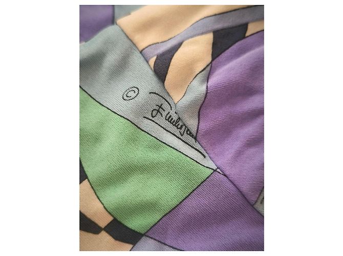 Vintage Emilio Pucci Seidenkleid Weiß Blau Beige Grün Lila - Ansicht 11