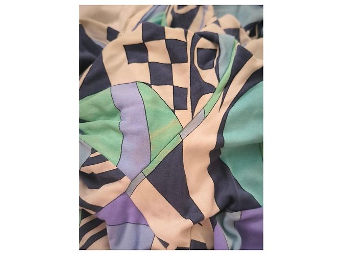 Vintage Emilio Pucci Seidenkleid Weiß Blau Beige Grün Lila - Ansicht 13