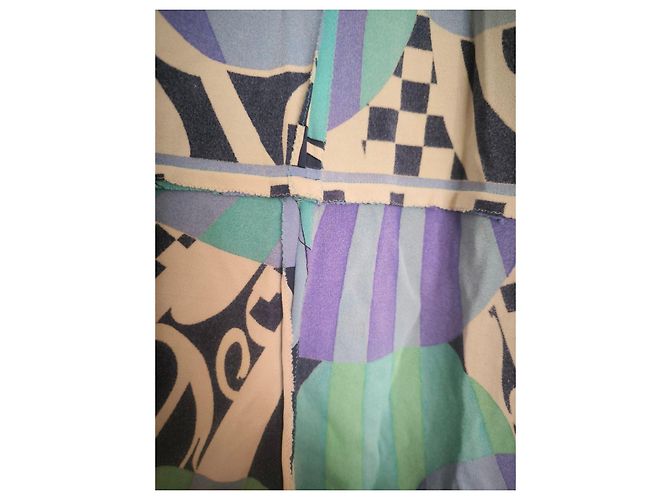 Vintage Emilio Pucci Seidenkleid Weiß Blau Beige Grün Lila - Ansicht 16