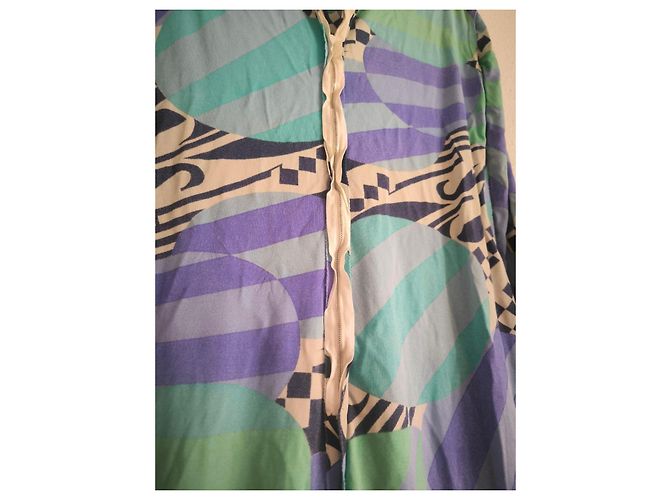 Vintage Emilio Pucci Seidenkleid Weiß Blau Beige Grün Lila - Ansicht 18