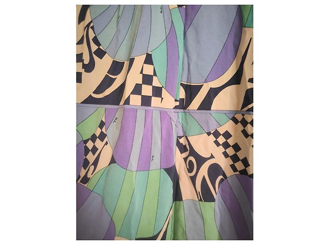 Vintage Emilio Pucci Seidenkleid Weiß Blau Beige Grün Lila - Ansicht 6