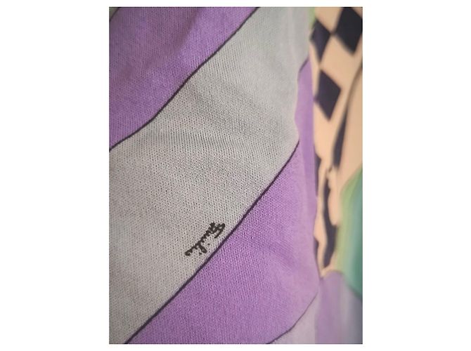 Vintage Emilio Pucci Seidenkleid Weiß Blau Beige Grün Lila - Ansicht 7
