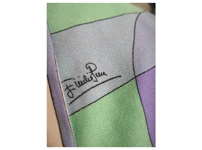 Vintage Emilio Pucci Seidenkleid Weiß Blau Beige Grün Lila - Ansicht 8