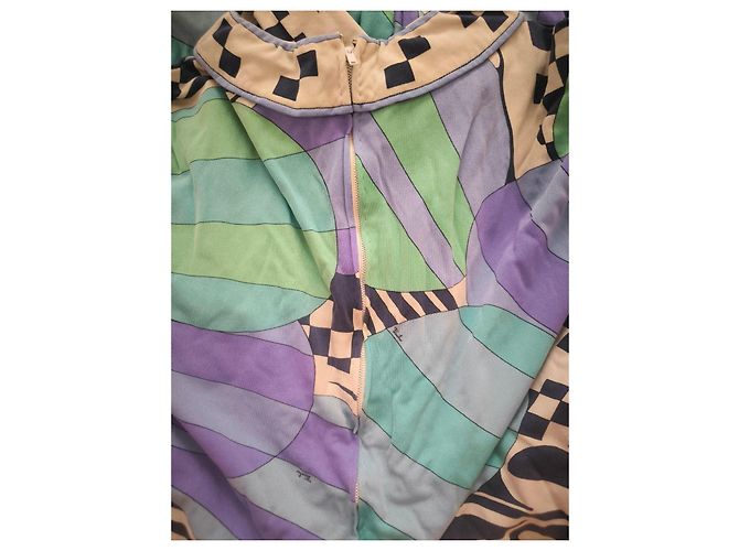 Vintage Emilio Pucci Seidenkleid Weiß Blau Beige Grün Lila - Ansicht 9