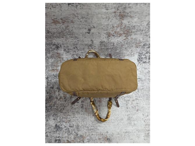 Borsa a mano Prada in tela di nylon kaki Cachi - vista 8