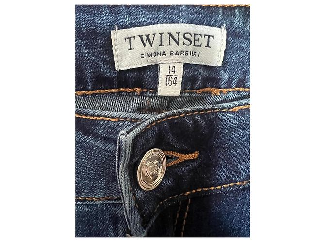 Autre Marque Jeans en denim bleu Twinset Simona Barbieri avec poches cœur - vue 3