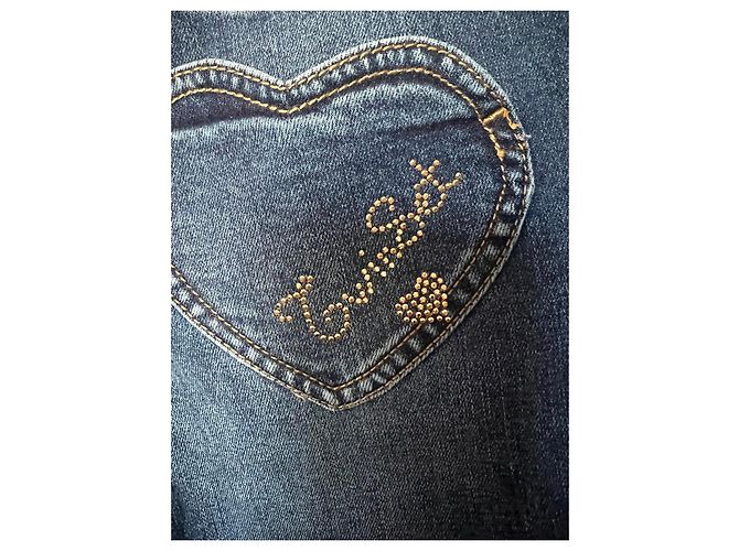 Autre Marque Jeans en denim bleu Twinset Simona Barbieri avec poches cœur - vue 4