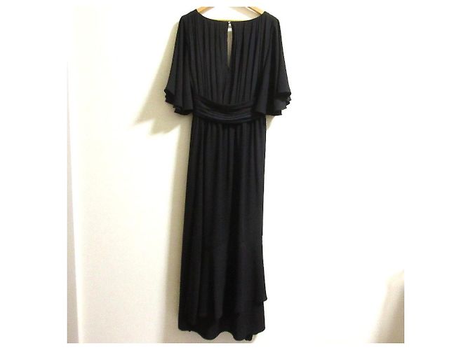Autre Marque LIBJOIE Ausgestelltes Maxikleid mit Raffgurtel Schwarz - Ansicht 2