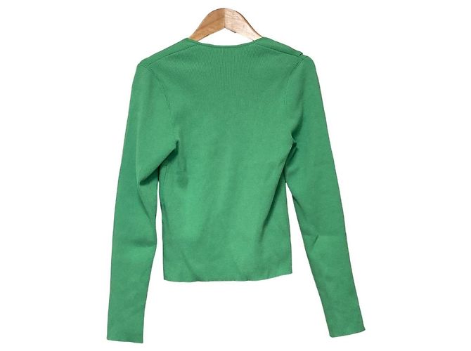 Autre Marque GRACE CONTINENTAL Rippstrick-Top mit seitlichen Rüschen Grün - Ansicht 2