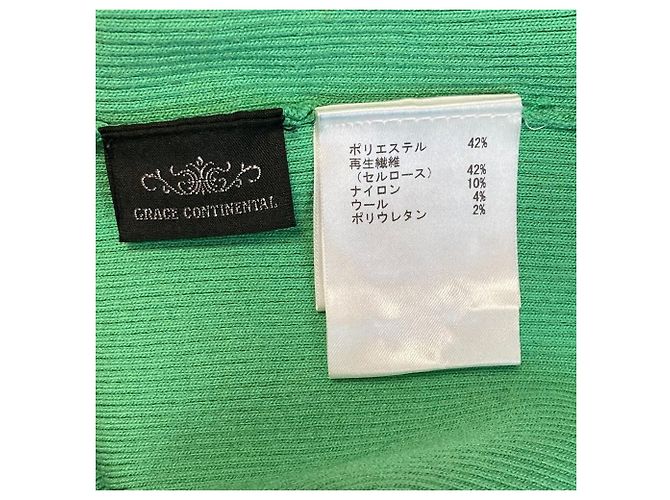 Autre Marque GRACE CONTINENTAL Rippstrick-Top mit seitlichen Rüschen Grün - Ansicht 4