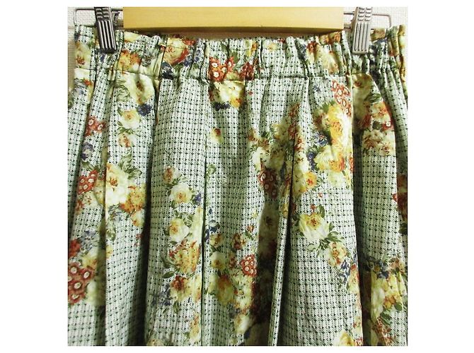 Autre Marque Falda Ingeborg con estampado de cuadros y flores Blanco Roja Verde Naranja Amarillo - vista 4