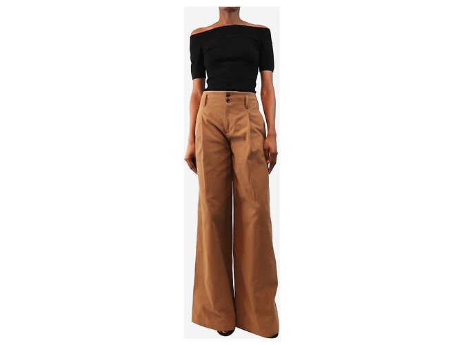 Chloé Plissierte weite Hose aus Baumwolle in Braun - size UK 6 - Ansicht 2