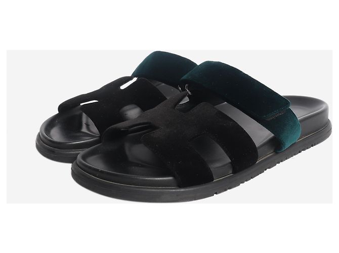 Hermès Sandali in velluto Black Chypre - size EU 40 Nero - vista 2