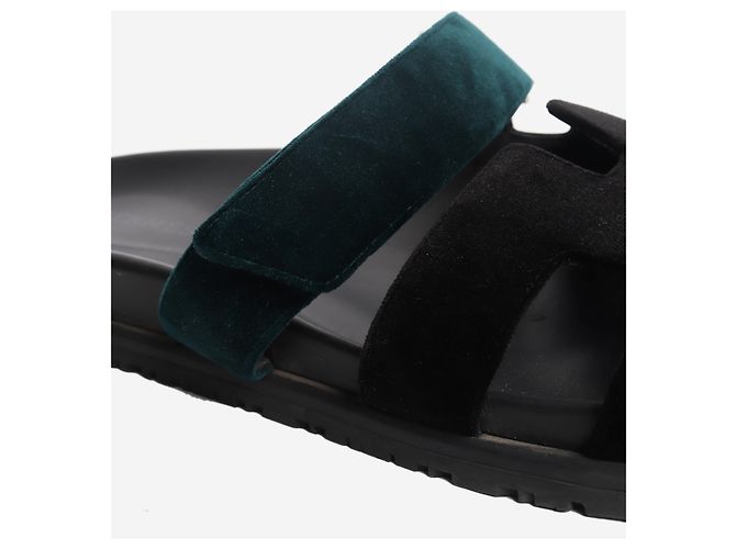 Hermès Sandali in velluto Black Chypre - size EU 40 Nero - vista 4