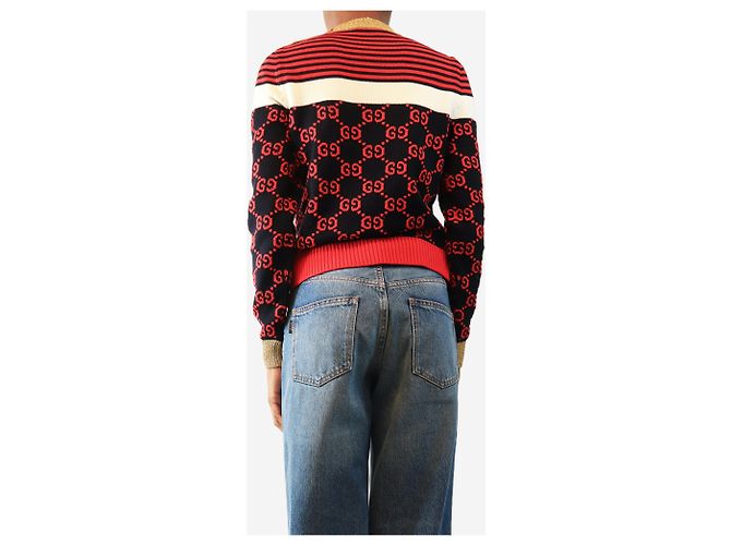 Gucci GG Monogram-Pullover mit bunten Streifen - size XS Marineblau - Ansicht 2