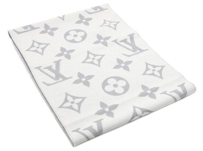 Louis Vuitton Reversibler Unisex-Schal Essential aus Wolle mit Monogramm in Hellgrau Braun - Ansicht 6