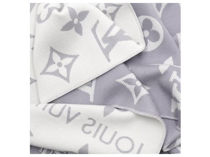 Louis Vuitton Reversibler Unisex-Schal Essential aus Wolle mit Monogramm in Hellgrau Braun - Ansicht 7