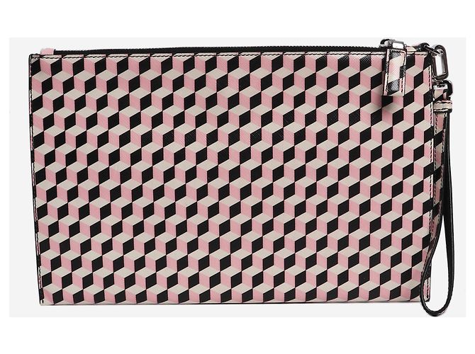 Saffiano Prada Pouch geometrica rosa - vista 2