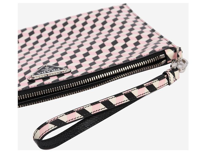 Saffiano Prada Pouch geometrica rosa - vista 5