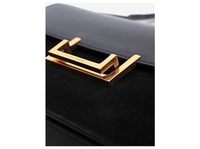 Saint Laurent Borsa Lulu in camoscio e pelle nera Nero - vista 6