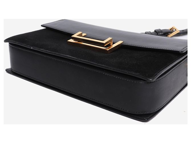 Saint Laurent Borsa Lulu in camoscio e pelle nera Nero - vista 9