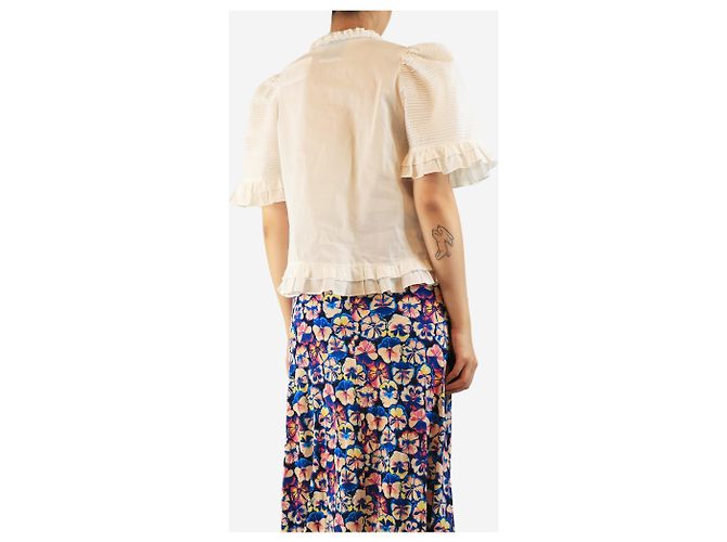Autre Marque Weißer transparenter Rüschenbluse - size S - Ansicht 2