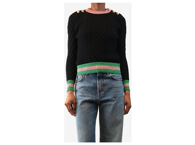 Gucci Jersey de lana con punto de ochos negro - size XS - vista 3