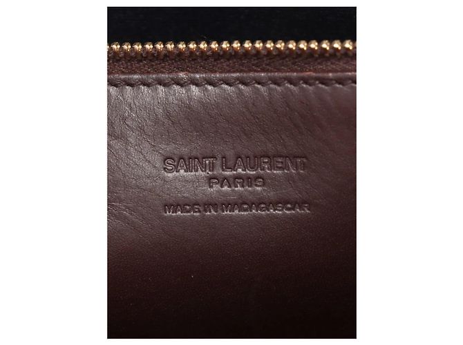 Saint Laurent Borsa tote Paris Panier in rafia e pelle Brown Marrone - vista 4