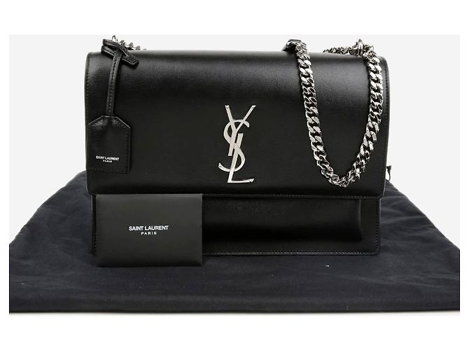 Saint Laurent Borsa Sunset in pelle nera Nero - vista 10
