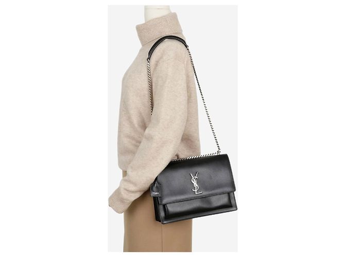 Saint Laurent Borsa Sunset in pelle nera Nero - vista 2