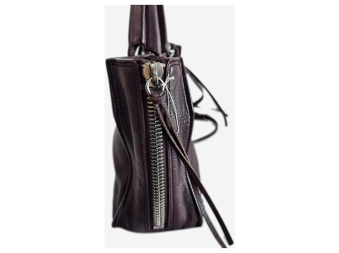 Balenciaga Mini tote Papier Zip Around Burgundy Bordò - vista 3