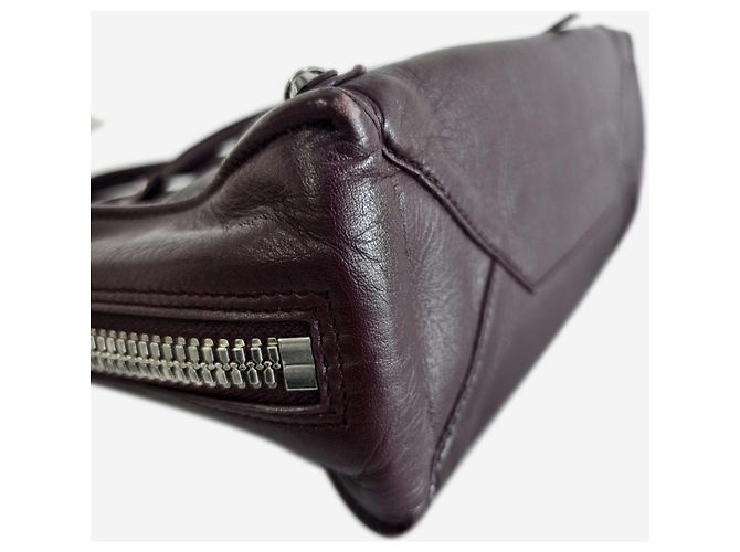 Balenciaga Mini tote Papier Zip Around Burgundy Bordò - vista 4