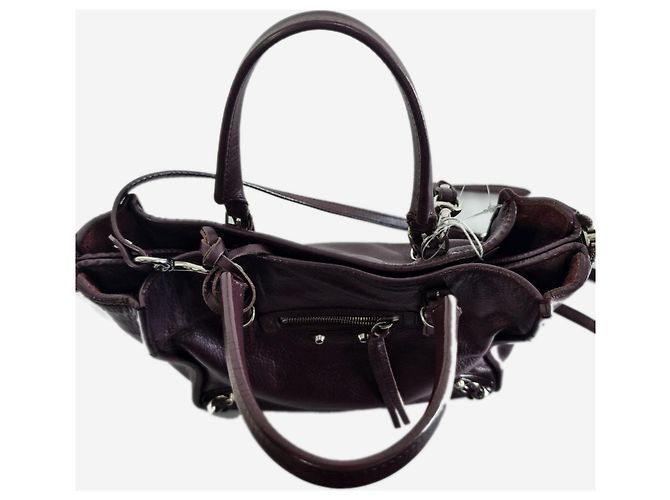 Balenciaga Mini tote Papier Zip Around Burgundy Bordò - vista 6