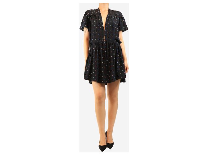 Stella Mc Cartney Mini abito in seta nera a pois - size UK 10 - vista 3