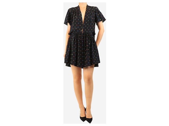 Stella Mc Cartney Mini abito in seta nera a pois - size UK 10 - vista 4