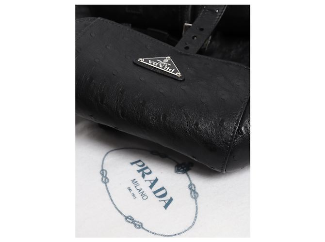 Prada Zaino in pelle di struzzo nera Nero - vista 10
