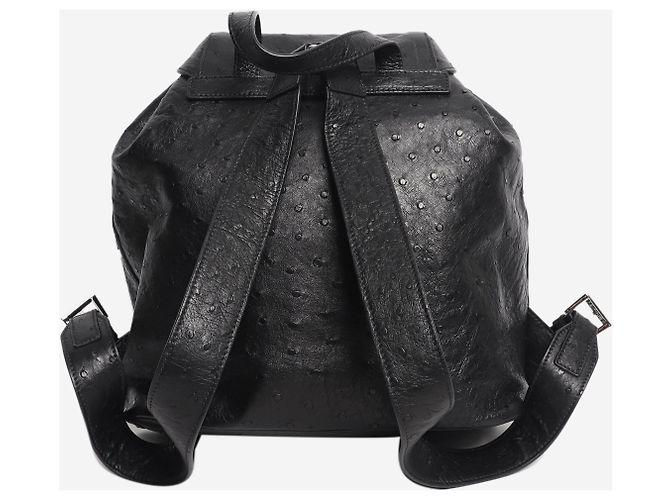 Prada Zaino in pelle di struzzo nera Nero - vista 3