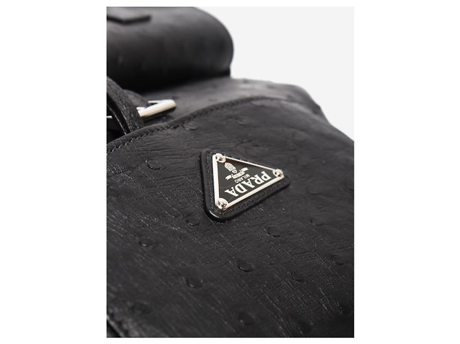Prada Zaino in pelle di struzzo nera Nero - vista 6