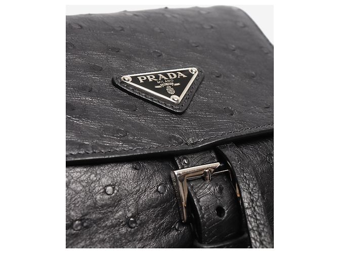 Prada Zaino in pelle di struzzo nera Nero - vista 7