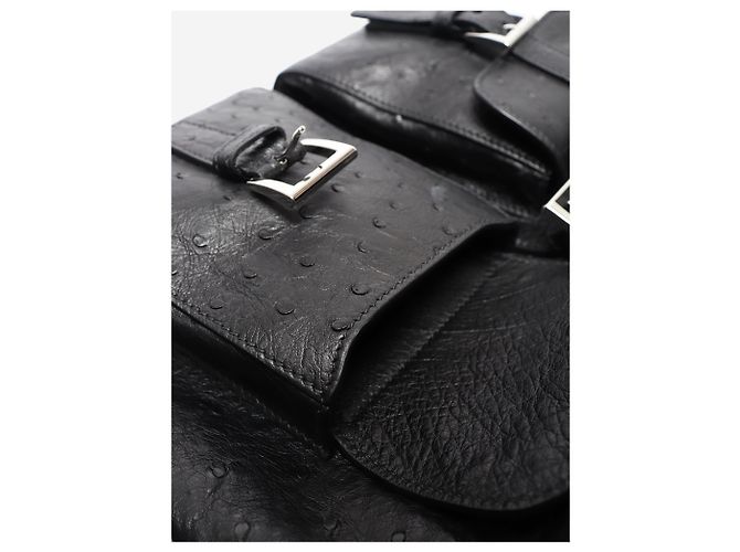 Prada Zaino in pelle di struzzo nera Nero - vista 9