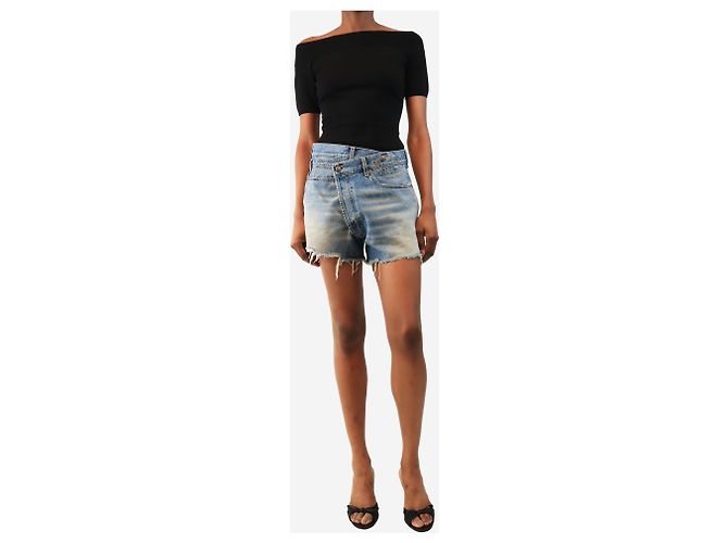 R13 Turner blue SS24 aged cross over shorts - size UK 6 Azul - vista 2